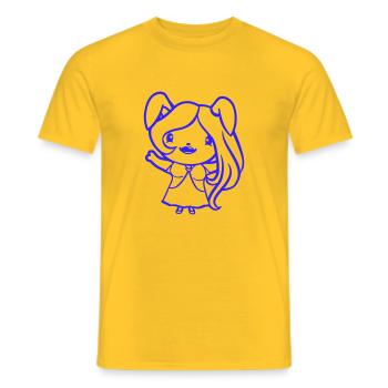 Bunny Girl Pretty Woman Bunny Waving Long Hair - Men's T-Shirt - yellow - Front - AI Model Male 178 dark (178cm)