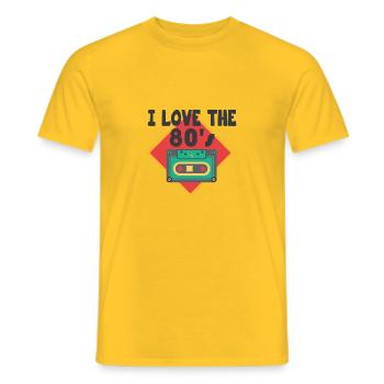 Ich liebe die 80er retro Geschenk Kassette - Männer T-Shirt - Gelb - Vorne - AI Model Male 178 dark (178cm)