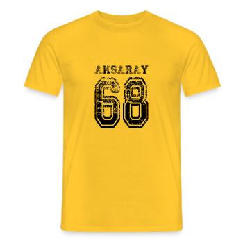 68 plaque d'immatriculation Aksaray turque comme un cadeau - T-shirt homme - jaune - Devant - AI Model Male 178 dark (178cm)