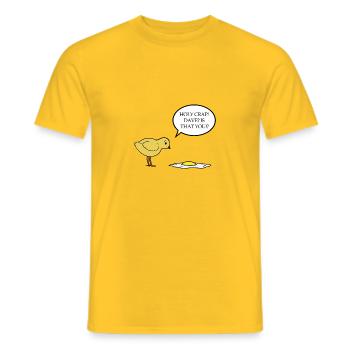 Merde sainte! Dave? avez-vous quels - poulet frit - T-shirt homme - jaune - Devant - AI Model Male 178 dark (178cm)