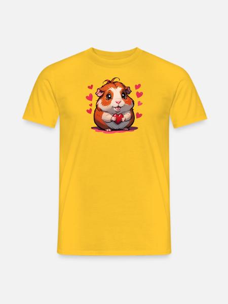 Ein süßes Meerschweinchen zum Valentistag - Männer T-Shirt - Gelb