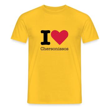 I Love Chersonissos - T-shirt homme - jaune - Devant - AI Model Male 178 dark (178cm)