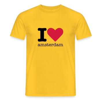 I Love Amsterdam - Men's T-Shirt - yellow - Front - AI Model Male 178 dark (178cm)