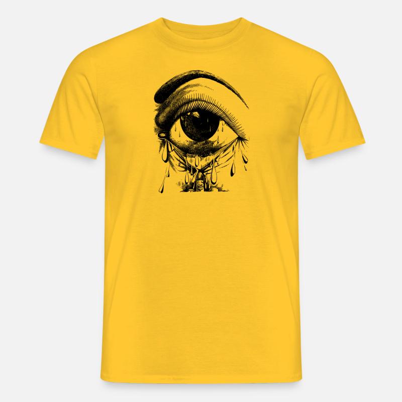 Oeil effrayant, oeil, horreur - T-shirt homme - jaune