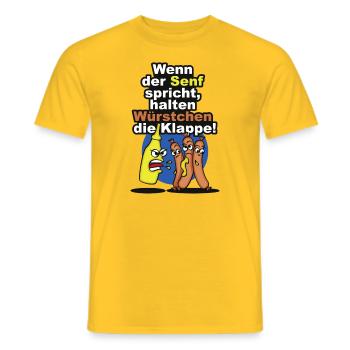 Wenn der Senf spricht, halten Würstchen die Klappe - Männer T-Shirt - Gelb - Vorne - AI Model Male 178 dark (178cm)