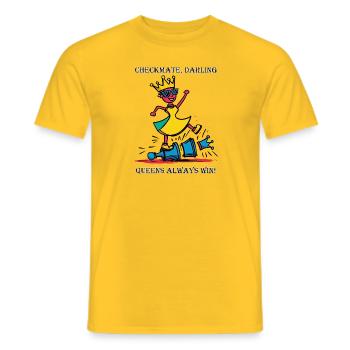 Échec et mat, chérie – Les dames gagnent toujours ! - T-shirt homme - jaune - Devant - AI Model Male 178 dark (178cm)