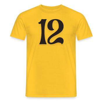 12 - Men's T-Shirt - yellow - Front - AI Model Male 178 dark (178cm)