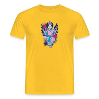 Ganesha, your god of fortune, frees the way - Men's T-Shirt - yellow - Front - AI Model Male 178 dark (178cm)