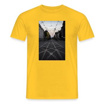 Schienen - Männer T-Shirt - Gelb - Vorne - AI Model Male 178 dark (178cm)