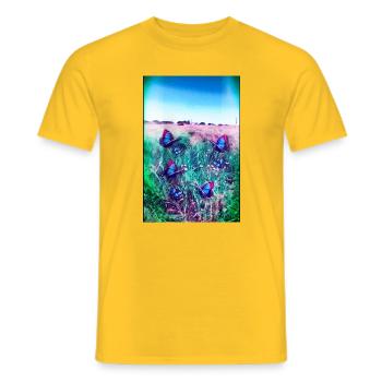 blue butterflies - Men's T-Shirt - yellow - Front - AI Model Male 178 dark (178cm)