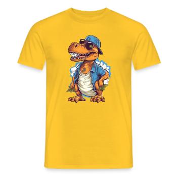 Dino cool avec casquette tendance et lunettes de soleil - T-shirt homme - jaune - Devant - AI Model Male 178 dark (178cm)