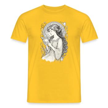 Livre Livres Lecture Mme Art Nouveau Cadeau - T-shirt homme - jaune - Devant - AI Model Male 178 dark (178cm)