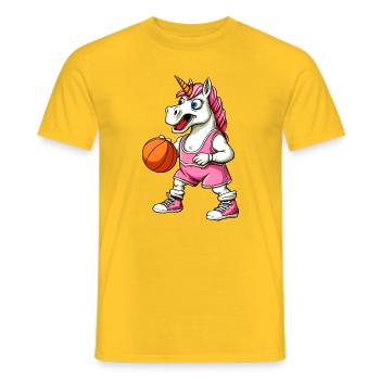 Unicorns Basketball - Men's T-Shirt - yellow - Front - AI Model Male 178 dark (178cm)
