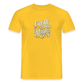 Créez votre propre texte magique - T-shirt homme - jaune - Devant - AI Model Male 178 dark (178cm)
