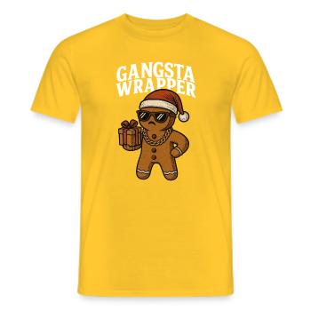 Gangsta Wrapper Weihnachten Ugly Chirstmas Humor - Männer T-Shirt - Gelb - Vorne - AI Model Male 178 dark (178cm)