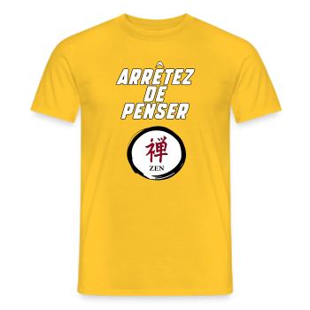 Stop thinking - Men's T-Shirt - yellow - Front - AI Model Male 178 dark (178cm)