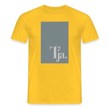 Typographic poster "Well." - Men's T-Shirt - yellow - Front - AI Model Male 178 dark (178cm)