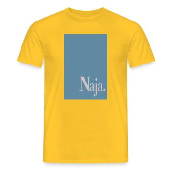 Statement Poster mit Wortkunst „Naja.“ - Männer T-Shirt - Gelb - Vorne - AI Model Male 178 dark (178cm)