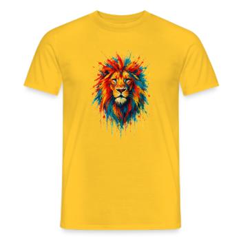Farbenfroher Wildlöwe – Kunstfarben springen hervor - Männer T-Shirt - Gelb - Vorne - AI Model Male 178 dark (178cm)