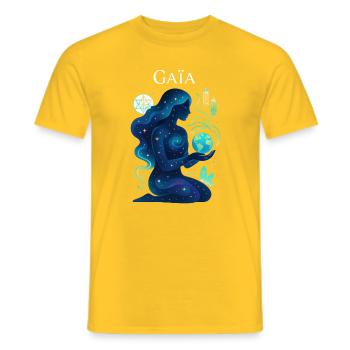Gaïa cosmique - Mère Nature - T-shirt homme - jaune - Devant - AI Model Male 178 dark (178cm)