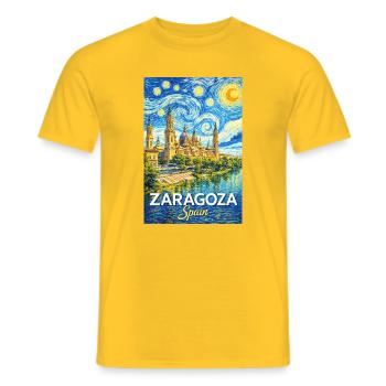 Saragosse, Espagne - T-shirt homme - jaune - Devant - AI Model Male 178 dark (178cm)