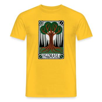 Yggdrasil Rune Tree Emblem - Men's T-Shirt - yellow - Front - AI Model Male 178 dark (178cm)