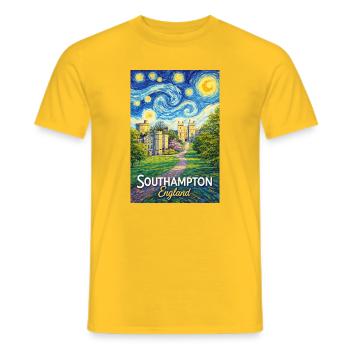 Southampton, England - Men's T-Shirt - yellow - Front - AI Model Male 178 dark (178cm)