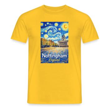 Nottingham, England - Men's T-Shirt - yellow - Front - AI Model Male 178 dark (178cm)