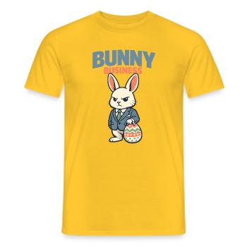Süßer Osterhase mit buntem Ei und Schriftzug - Männer T-Shirt - Gelb - Vorne - AI Model Male 178 dark (178cm)