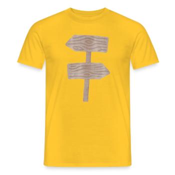 Woodland Signpost Wood Grain Graphic - Men's T-Shirt - yellow - Front - AI Model Male 178 dark (178cm)