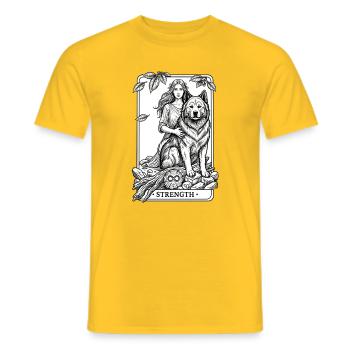 Eurasier | Strength | Tarot - Männer T-Shirt - Gelb - Vorne - AI Model Male 178 dark (178cm)