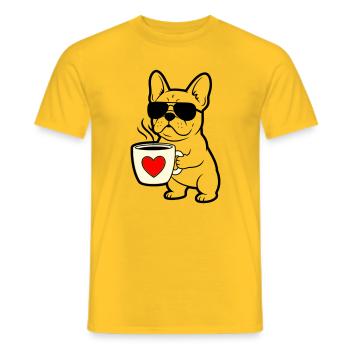 Résumé du Frenchie Dog Coffee - T-shirt homme - jaune - Devant - AI Model Male 178 dark (178cm)