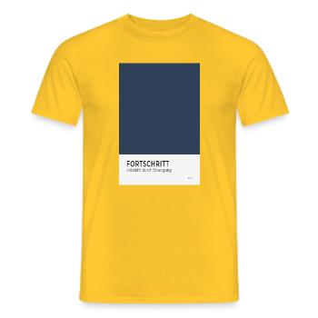 Fortschritt entsteht durch Bewegung Poster - Männer T-Shirt - Gelb - Vorne - AI Model Male 178 dark (178cm)