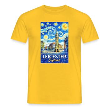 Leicester England im Van-Gogh-Stil - Männer T-Shirt - Gelb - Vorne - AI Model Male 178 dark (178cm)