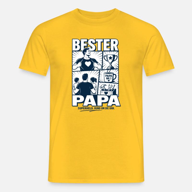 Bester Papa Superheld Design - Männer T-Shirt - Gelb