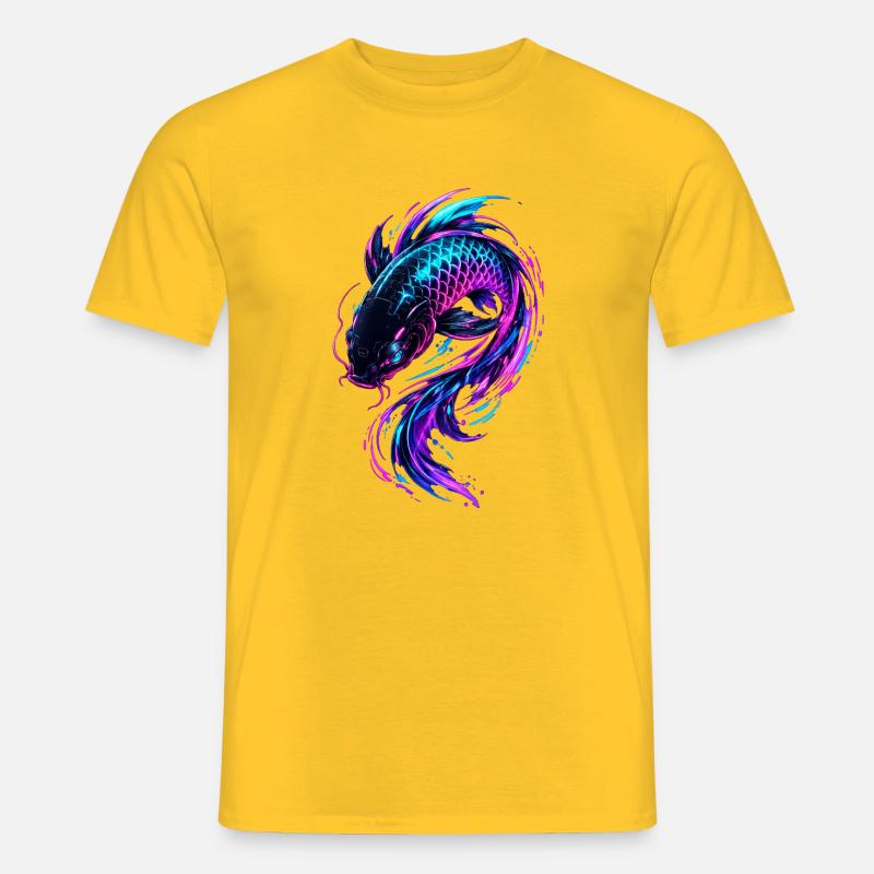 Neon Koi Flow - Männer T-Shirt - Gelb
