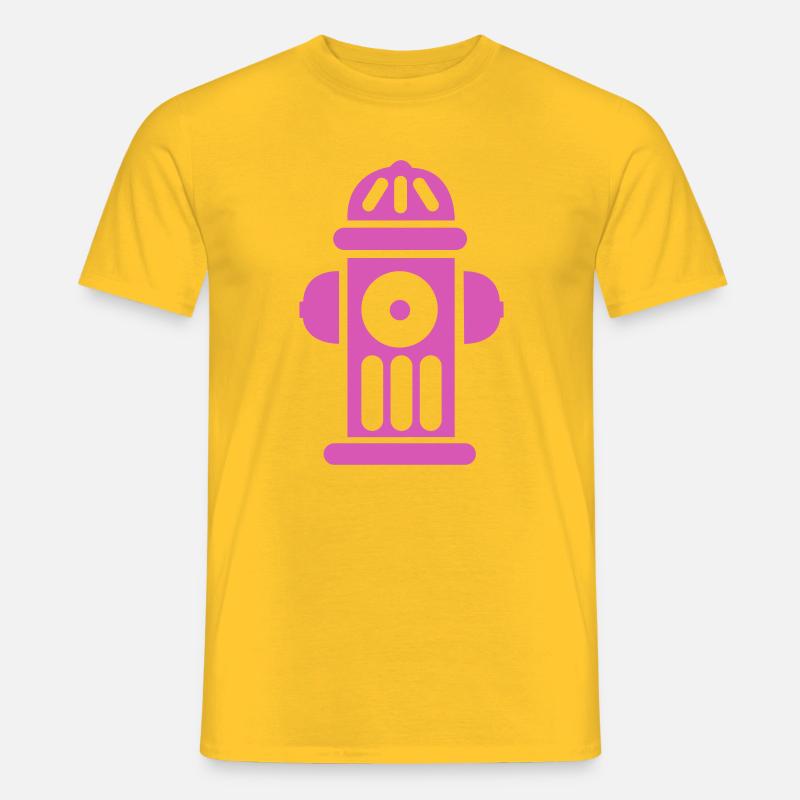 Magenta Hydrant Pop Art Symbol - Männer T-Shirt - Gelb