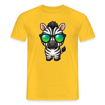 Süßes Zebra Cartoon Kawaii mit Sonnenbrille - Männer T-Shirt - Gelb - Vorne - AI Model Male 178 dark (178cm)