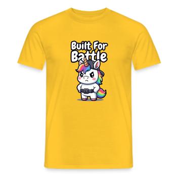 Conçu pour la licorne de combat - T-shirt homme - jaune - Devant - AI Model Male 178 dark (178cm)