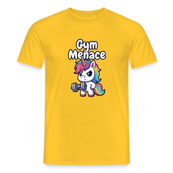 Gym Menace Unicorn Lifter - Men's T-Shirt - yellow - Front - AI Model Male 178 dark (178cm)