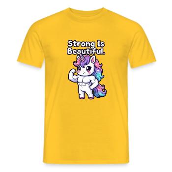 Strong Is Beautiful Unicorn - Men's T-Shirt - yellow - Front - AI Model Male 178 dark (178cm)