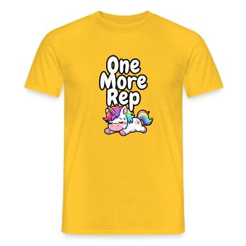 One More Rep Unicorn Gym - Men's T-Shirt - yellow - Front - AI Model Male 178 dark (178cm)