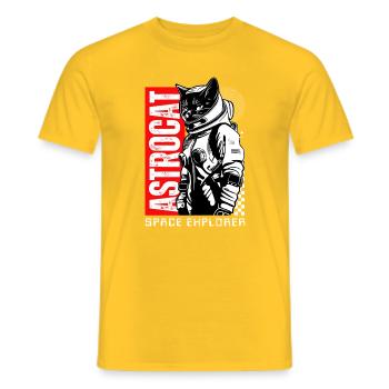 Space Cat Astronaut Astrocat - Männer T-Shirt - Gelb - Vorne - AI Model Male 178 dark (178cm)