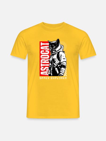 Space Cat Astronaut Astrocat - Männer T-Shirt - Gelb