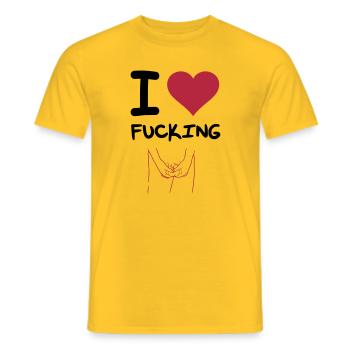 I Love Mastrubieren - Männer T-Shirt - Gelb - Vorne - AI Model Male 178 dark (178cm)