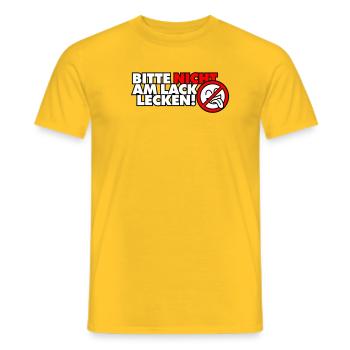 Bitte nicht am Lack lecken! - Männer T-Shirt - Gelb - Vorne - AI Model Male 178 dark (178cm)