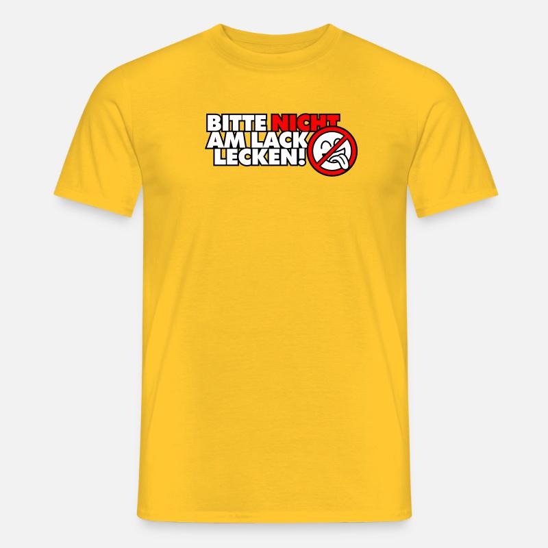 Bitte nicht am Lack lecken! - Männer T-Shirt - Gelb