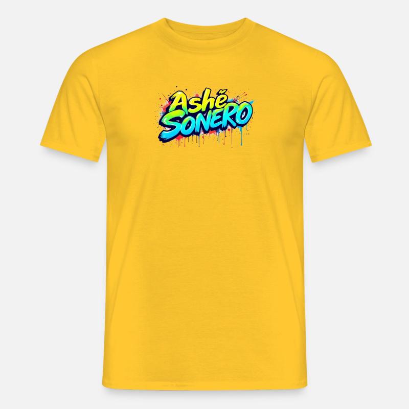 Ashe Sonero Graffiti-Regenbogen - Männer T-Shirt - Gelb