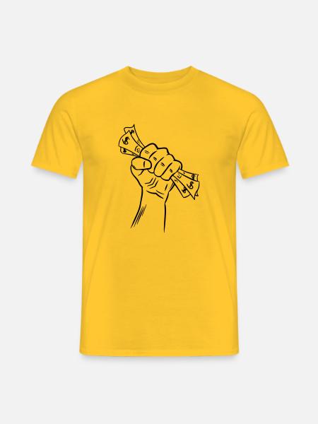 La main avec de l'argent - T-shirt homme - jaune