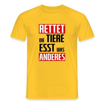 Rettet die Tiere esst was anderes - Männer T-Shirt - Gelb - Vorne - AI Model Male 178 dark (178cm)